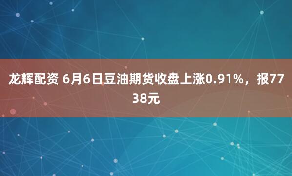 龙辉配资 6月6日豆油期货收盘上涨0.91%，报7738元